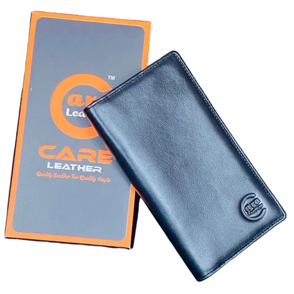 Care Leather Magnet Long wallet (M Black)
