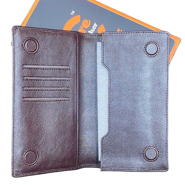 Care Leather Magnet Long wallet (M Black)