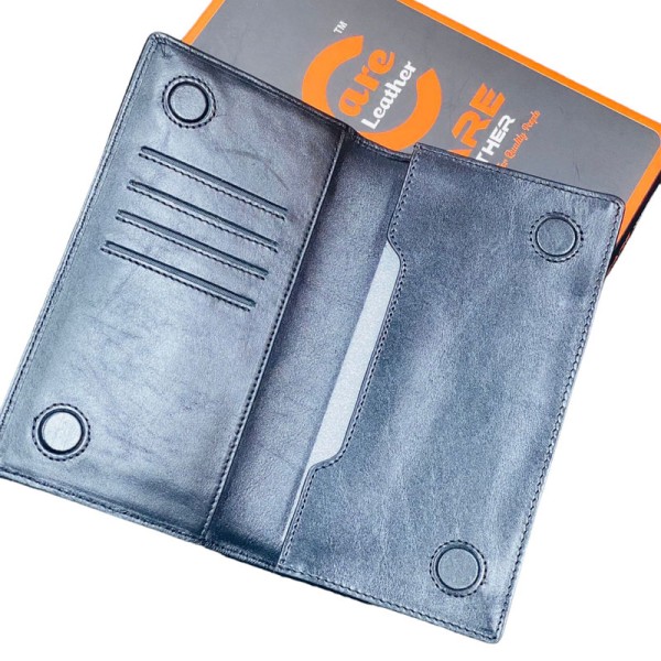 Care Leather Magnet Long wallet (M Black)