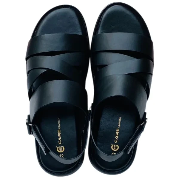 Genuine Care Leather Belt Sandal Black