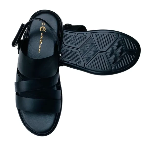Genuine Care Leather Belt Sandal Black