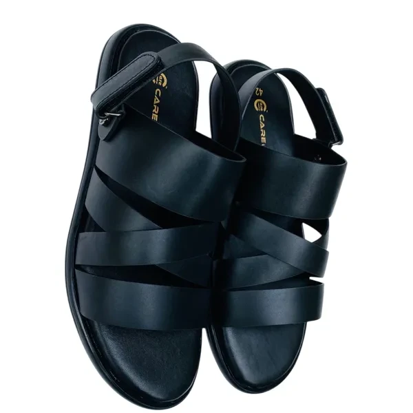 Genuine Care Leather Belt Sandal Black