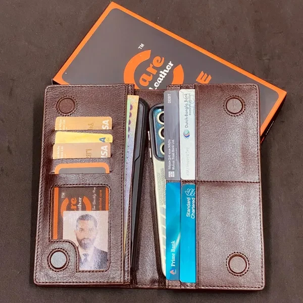 Genuine Leather Magnetic Long Wallet M2BCG