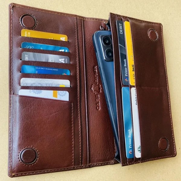 Magnetic Long Wallet Dobell Series Chocolate