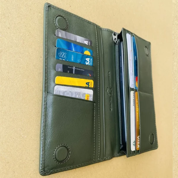Magnetic Long Wallet Dobell Series Olive Green