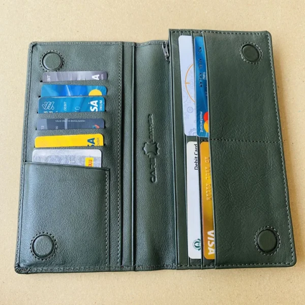 Magnetic Long Wallet Dobell Series Olive Green