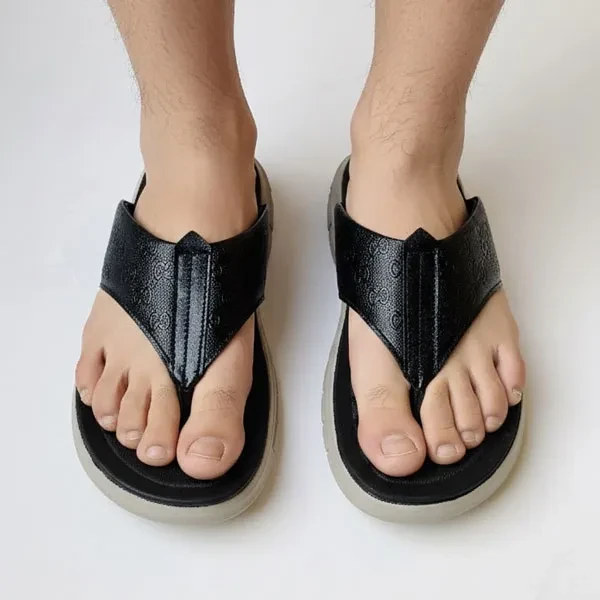 Fashionable Care Leather Sandal Men's BlackS18