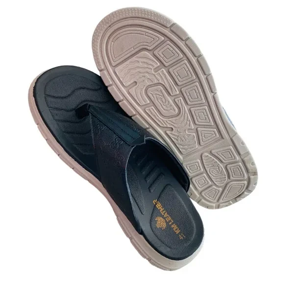 Fashionable Care Leather Sandal Men's BlackS18