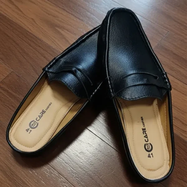 Care Leather Half Loafer  (Black HL14)
