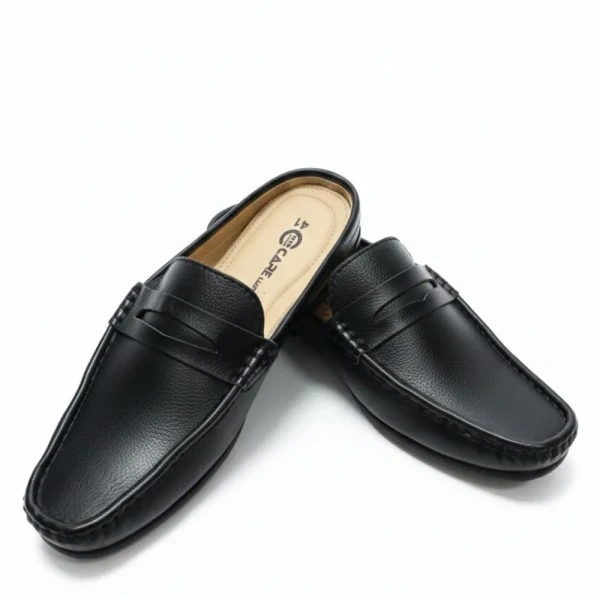 Care Leather Half Loafer  (Black HL14)