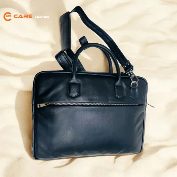 Care Leather Laptop Bag Black
