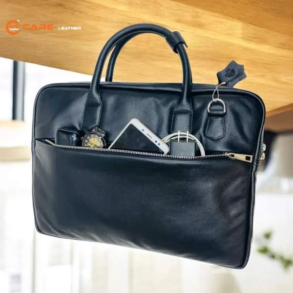 Care Leather Laptop Bag Black