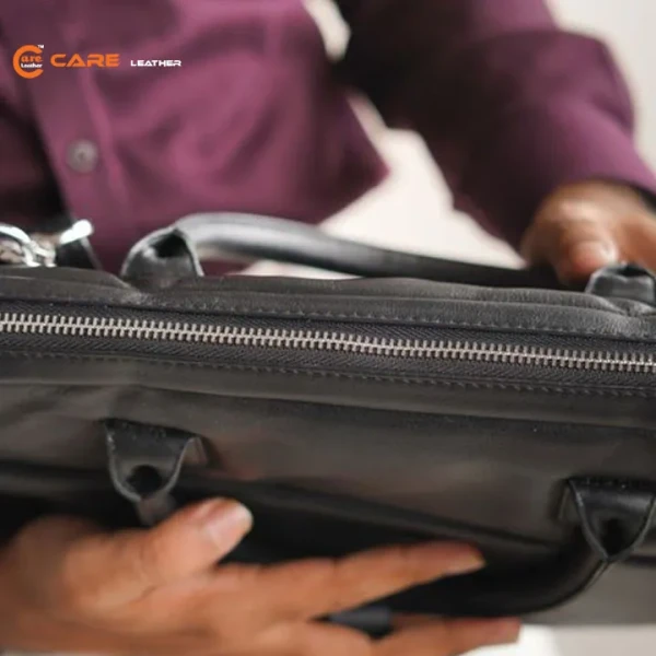 Care Leather Laptop Bag Black