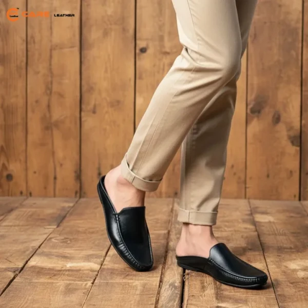 Genuine Leather Half Loafer (Black HL20)