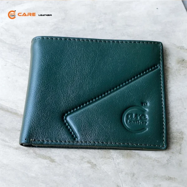 Genuine Leather Bi-Fold Wallet Olive SW-V23