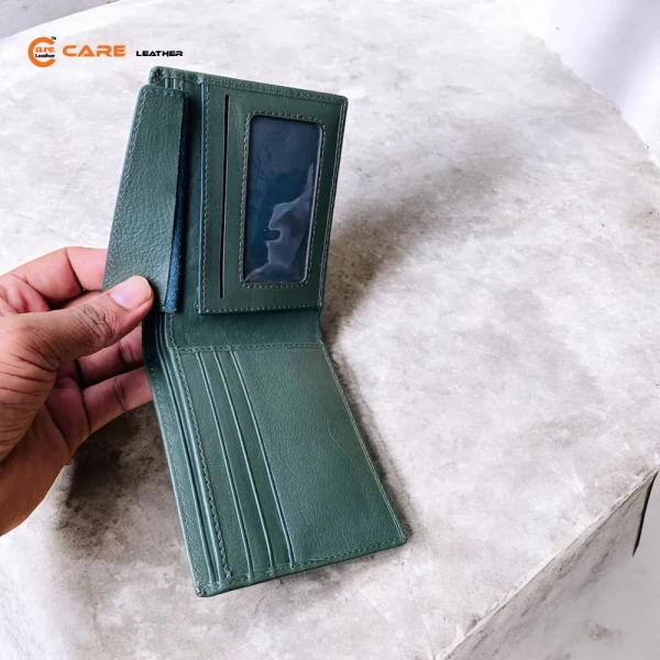 Genuine Leather Bi-Fold Wallet Olive SW-V23