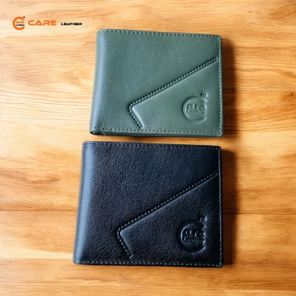 Genuine Leather Bi-Fold Wallet Olive SW-V23