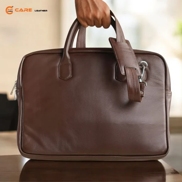 Care Leather Laptop Bag Chocolate
