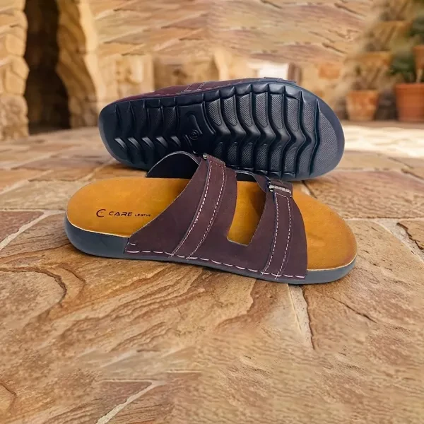 Men’s Comfort Dual-Strap Soft Leather Sandal (Chocolate S24)