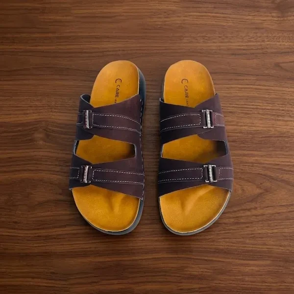 Men’s Comfort Dual-Strap Soft Leather Sandal (Chocolate S24)