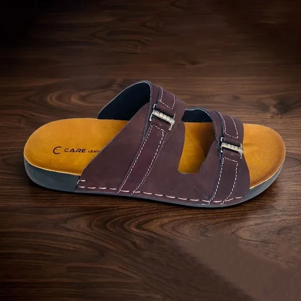 Men’s Comfort Dual-Strap Soft Leather Sandal (Chocolate S24)