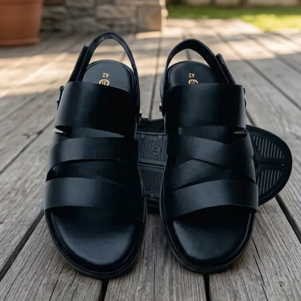 Genuine Care Leather Belt Sandal Black