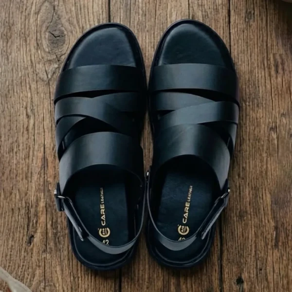 Genuine Care Leather Belt Sandal Black