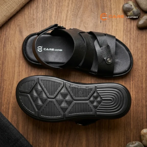 Care Leather Men's Black Casual Sandals (SB31)