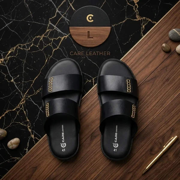 Care Leather Lucas Men's sandal - Black  (S34)