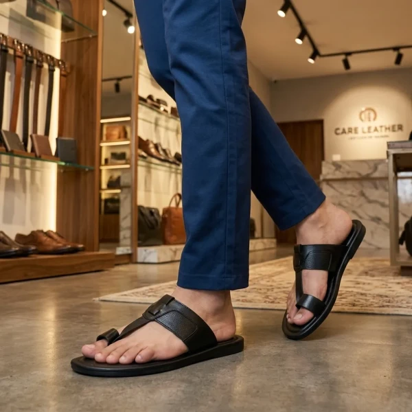 Care Leather Open Toe Lightweight Leather Sandals (S37)
