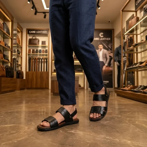 Care Leather Scholl CURVE Belt Sandal for Men(S38)