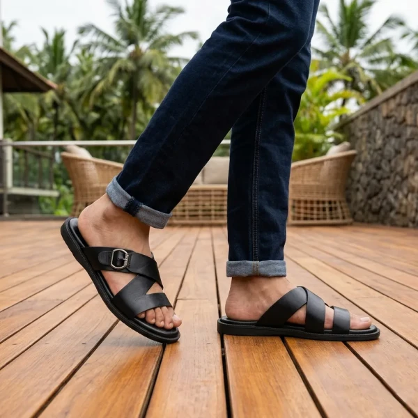 Care Leather Men Leather Comfort Sandals (S40)