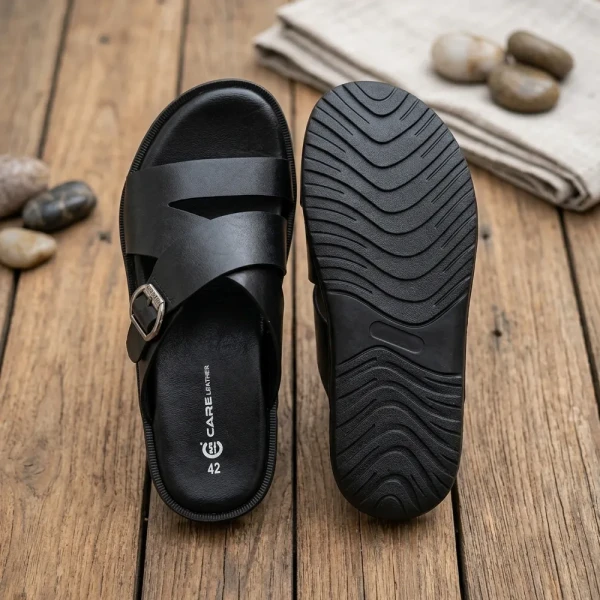 Care Leather Men Leather Comfort Sandals (S40)