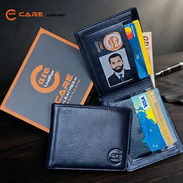 Genuine Care Leather Bi-Fold Wallet Black SW14