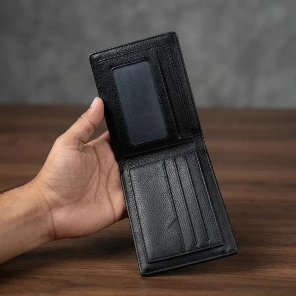 Genuine Care Leather Bi-Fold Wallet Black SW14