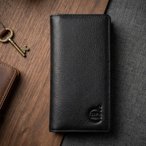 Cae Leather Aura Series Long Wallet M1Black Zipper Wallet