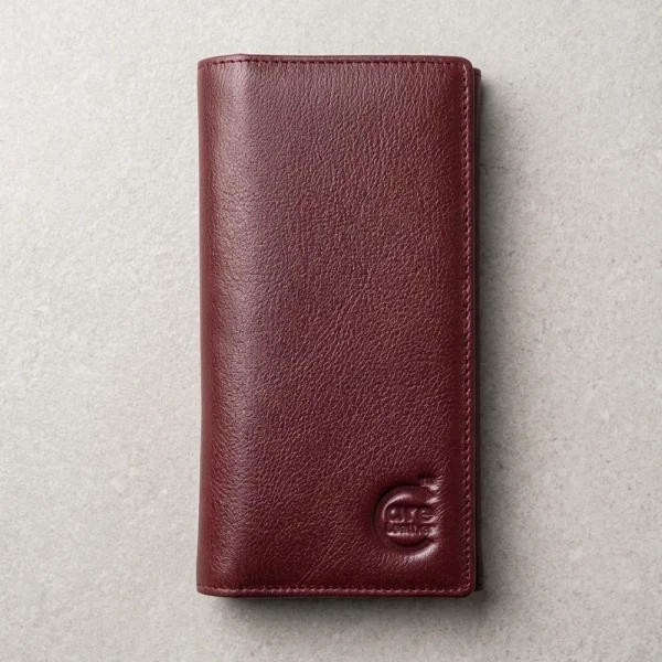 Cae Leather Aura Series Long Wallet M1 Chocolate Zipper Wallet
