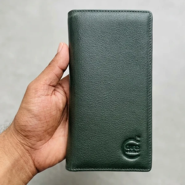 Cae Leather Double Chamber M2 Green Mobile Zipper Wallet