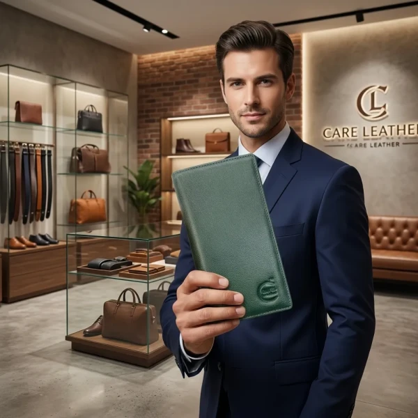 Cae Leather Double Chamber M2 Green Mobile Zipper Wallet