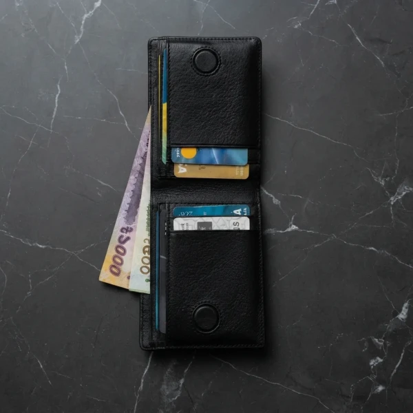 Genuine Care Leather Magnate Bi-Fold Wallet Black SW13