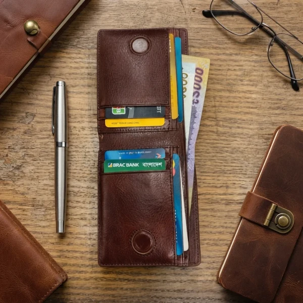 Genuine Care Leather Magnate Bi-Fold Wallet Chocolate SW13
