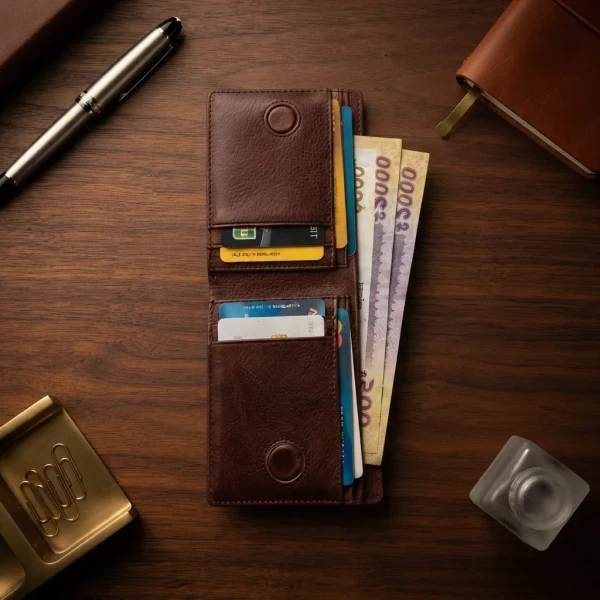 Genuine Care Leather Magnate Bi-Fold Wallet Chocolate SW13