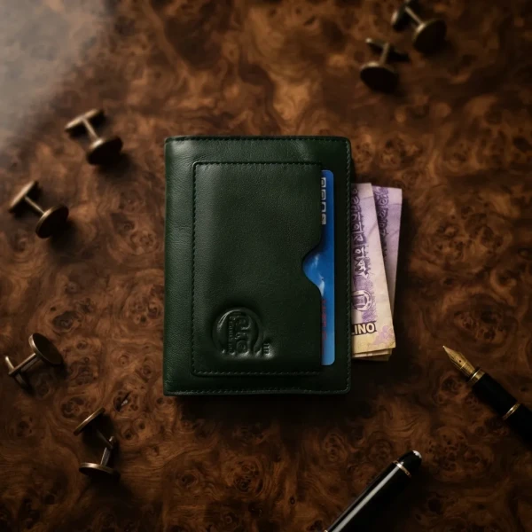 Genuine Care Leather Magnate Bi-Fold Wallet Green SW13