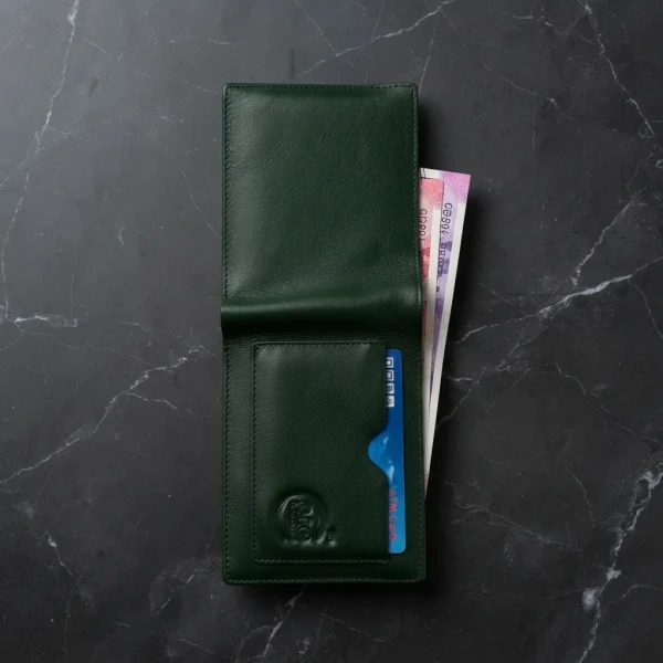 Genuine Care Leather Magnate Bi-Fold Wallet Green SW13
