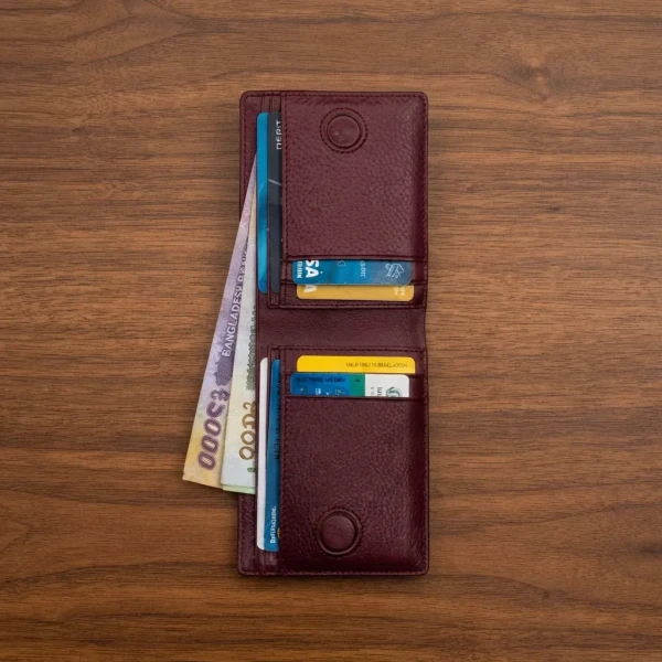 Genuine Care Leather Magnate Bi-Fold Wallet Maroon SW13