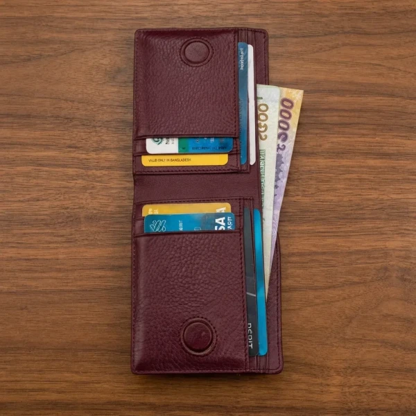 Genuine Care Leather Magnate Bi-Fold Wallet Maroon SW13