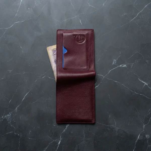 Genuine Care Leather Magnate Bi-Fold Wallet Maroon SW13