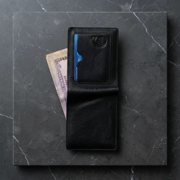 Genuine Care Leather Magnate Bi-Fold Wallet Black SW13