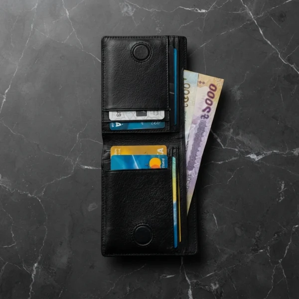 Genuine Care Leather Magnate Bi-Fold Wallet Black SW13
