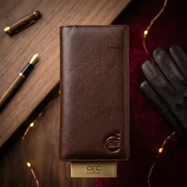 Cae Leather Double Chamber M2Z Chocolate Mobile Zipper Wallet